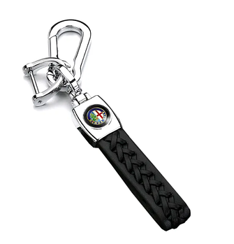 Брелок для ключів плетений з карабіном з логотипом Alfa Romeo Чорний (KG-11840)