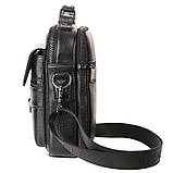 Чоловіча сумка через плече Натуральня шкіра Барсетка Чоловіча шкіряна сумка для документів планшет Чорна, фото 3