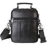 Чоловіча сумка через плече Натуральня шкіра Барсетка Чоловіча шкіряна сумка для документів планшет Чорна, фото 4