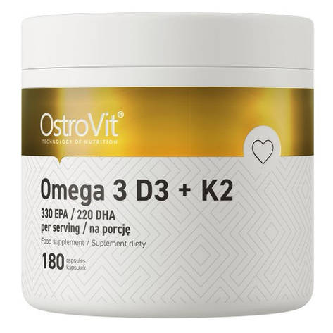Риб'ячий жир OstroVit Omega 3 D3 + K2 180 капс Польща, фото 1