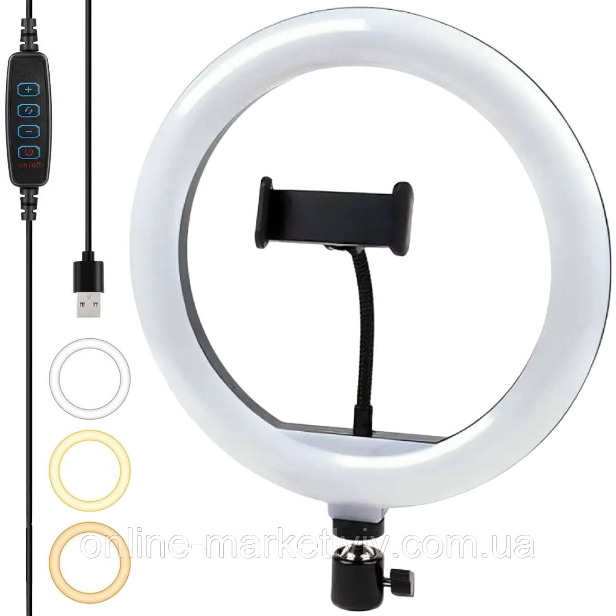 Кільцева Led лампа, 30см, з USB, YQ / Лампа для тик ток / Світлодіодна лампа для фотосесій / Селфі лампа
