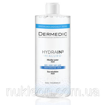Популярний! Міцелярна вода Dermedic Hydrain 3 Hialuro H2O 500 мл (5901643174569) - Краща якість тільки на Nukleon.com.ua, фото 1