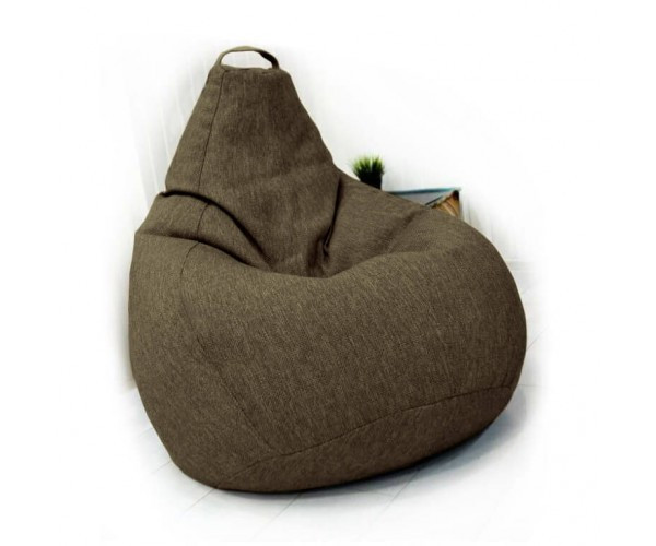 Крісло-груша рогожка коричнево-сірий KatyPuf L 100x75
