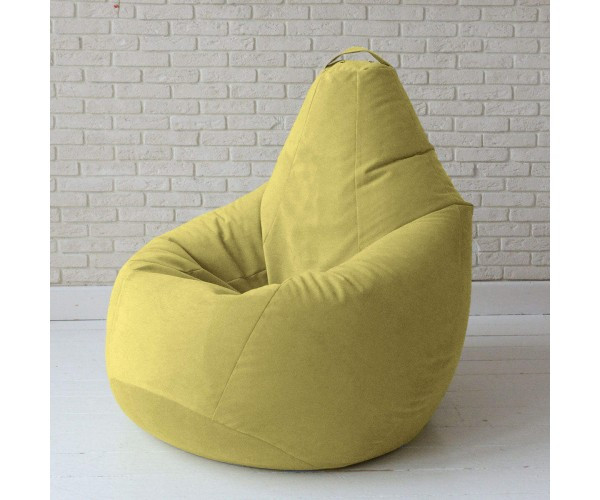 Крісло-груша велюр жовтий KatyPuf L 100x75