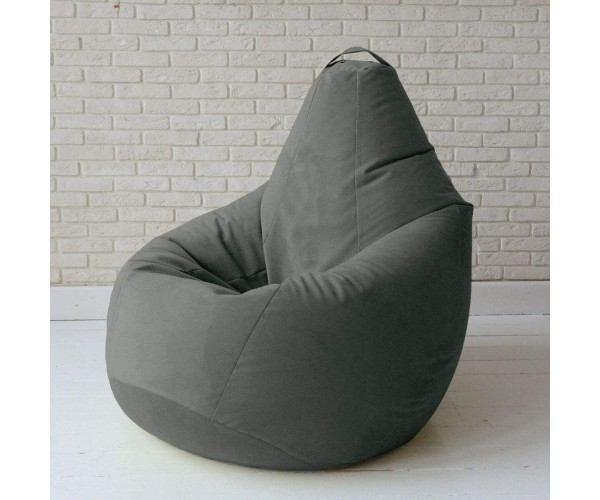 Крісло-груша велюр сірий KatyPuf XL 125x90