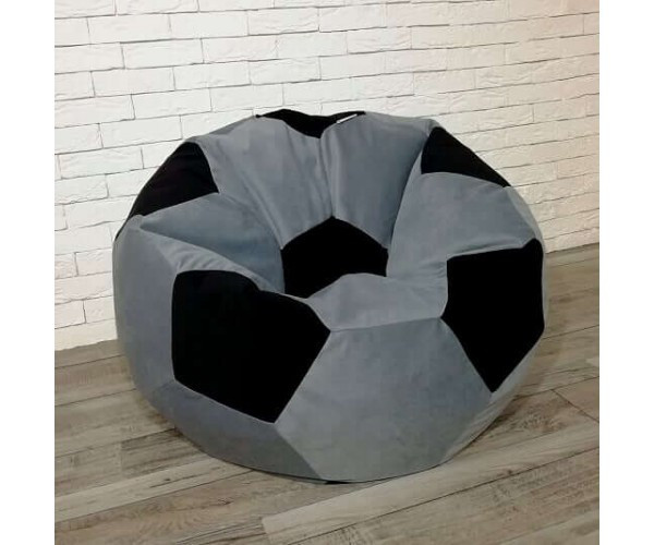 Крісло-м'яч велюр сіро-чорний KatyPuf 100см, фото 1