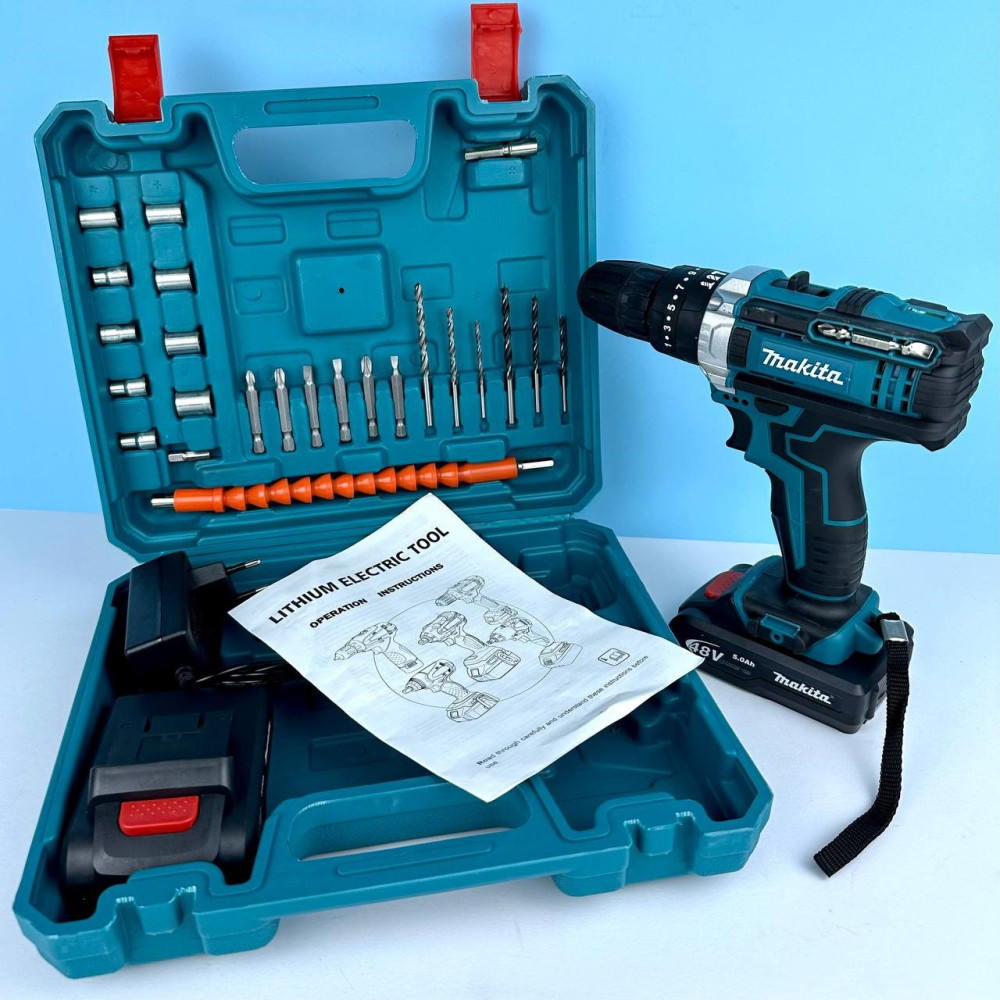 Акумуляторний шуруповерт Makita 21В + мінімальний набір інструментів (2 акумулятори) 1:1 41800