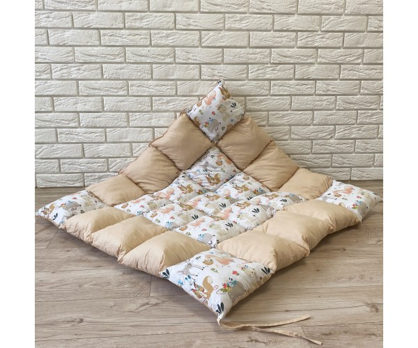 Об'ємний килимок для вігвама бежеві звірята, фото 1