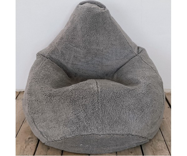Крісло-груша велюр плюш сірий KatyPuf XL 125x90