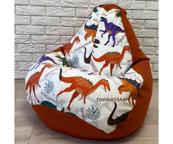 Крісло-груша рогожка "Діно" помаранчевий KatyPuf XL 125x90