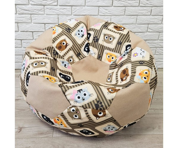 Крісло-м'яч рогожка "Коти" KatyPuf 60см