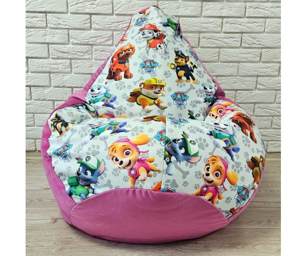 Крісло-груша велюр рожевий "Патруль" KatyPuf XL 125x90