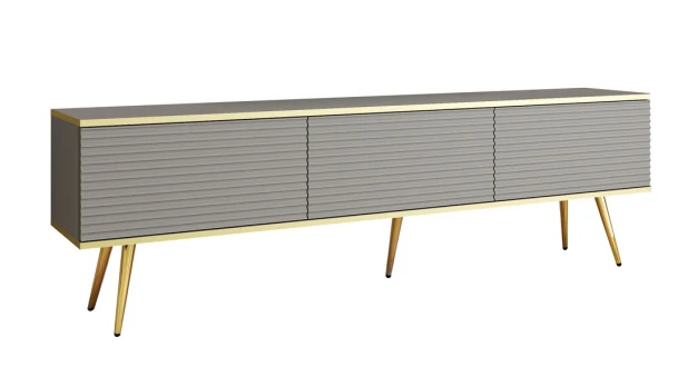 Тумба під телевізор Oro 175 см МДФ сірий / золоті ніжки ТМ Perfect Home Польща