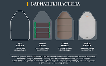Надувна лодка Колібрі К-240T(S) 2 місцева ПВХ 850 г/м² для риболовлі та відпочинку на воді без настилу, фото 3