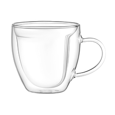 Набір чашок із ручками та подвійними стінками ARDESTO, серце, 250 мл, 2 шт., боросилікатне скло, прозорий, фото 2