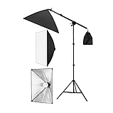 Комплект студійного освітлення зі софтбоксами та журавлем 50х70 для фото та відео, фото 3