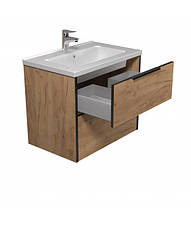 Тумба Line Craft 70 з умивальником Rodeo 70 дуб крафт/чорна, фото 4