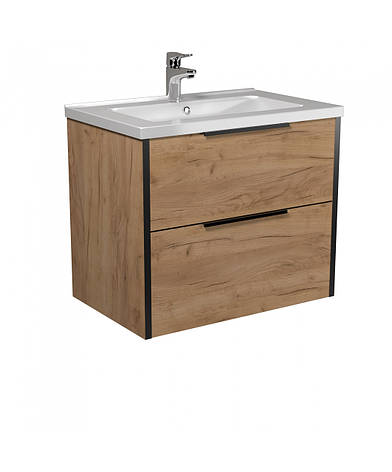 Тумба Line Craft 70 з умивальником Rodeo 70 дуб крафт/чорна, фото 1