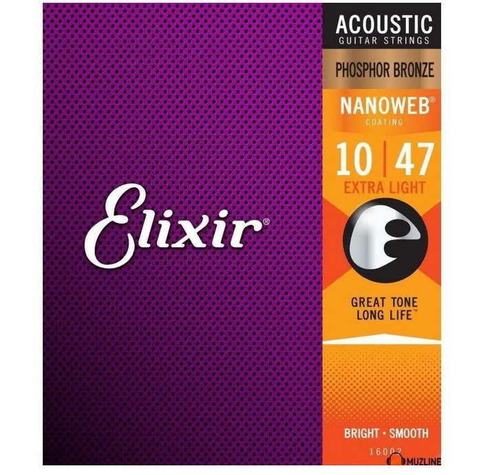 Струни для акустичної гітари Elixir 16002 Nanoweb Phosphor Bronze Extra Light 10/47 - фото 1 - id-p2380243571