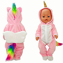 Одяг для ляльки Бебі Борн / Baby Born 40 - 43 см кігурумі / комбінезон Єдиноріжка рожевий 8630