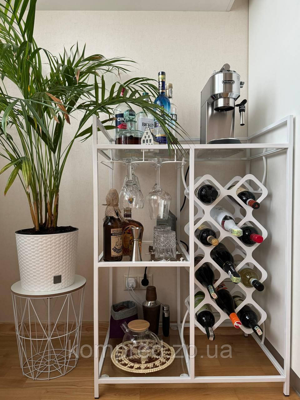 Барний стелаж для пляшок білий, фото 1