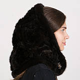 Жіночий капюшон норковий "Роза" Темно коричневий, фото 3