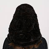 Жіночий капюшон норковий "Роза" Темно коричневий, фото 4