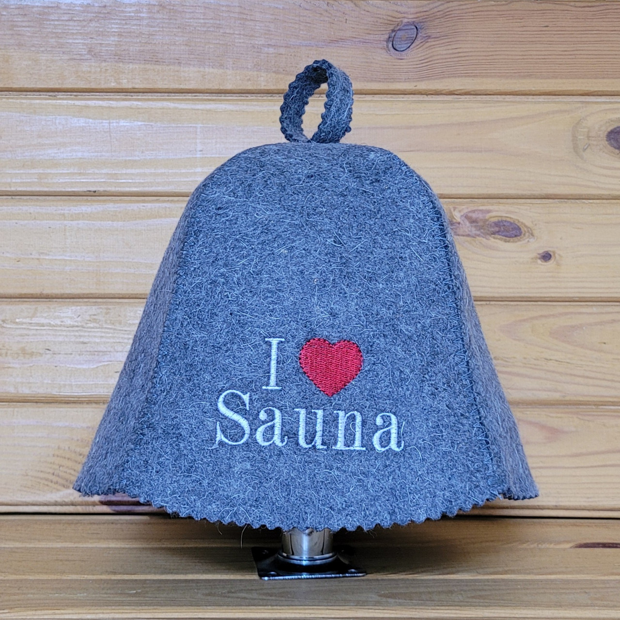 Шапка для лазні та сауни V3 "I love sauna" сіра войлок