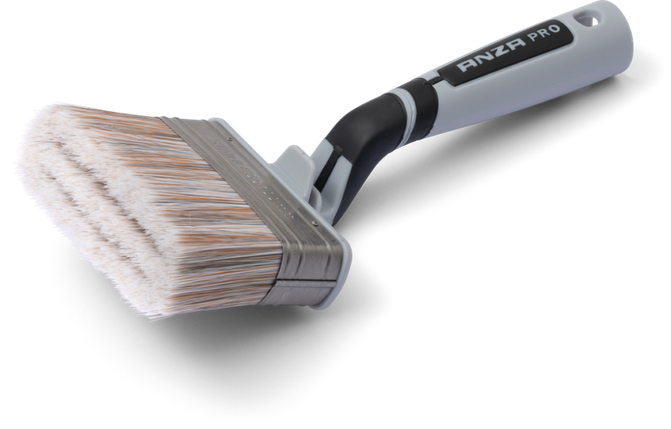 Кисть для фасадних робіт вигнута ANZA Pro Super Soft Angled Outdoor Brush Ergo, 100мм, фото 1