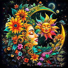 Набір алмазна вишивка Сонце і місяць 40х40 см