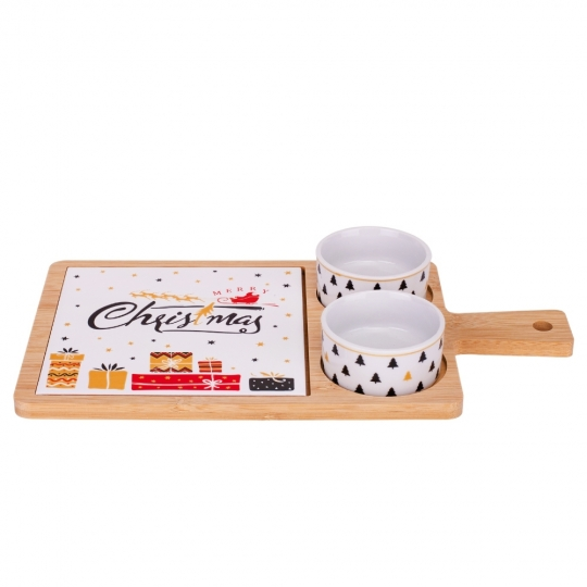Набір піал з дощечкою на бамбуковій підставці 32*17 см (6020-008)