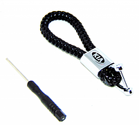 Брелок для ключів авто з якісної плетеної еко-шкіри з лого KIA (Кіа) 29196, фото 2