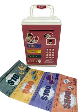 Скарбничка-сейф дитяча Saving Money Box з кодовим замком і відбитком пальця Червона, Сейф скарбничка Saving Money, фото 4