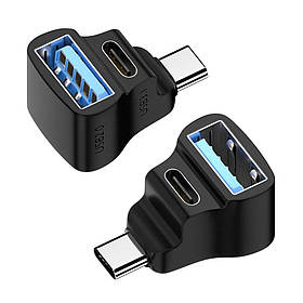 Адаптер Type-C - Type-C female - USB female PD 100W для Steam Deck кутовий 90 градусів