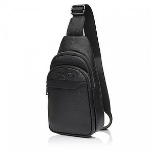 Рюкзак чоловічий на одне плече шкіряний чорний BAGS4LIFE MAN 6925Е, фото 1