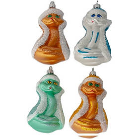 Іграшка ялинкова Змія середня фарба 14см мікс