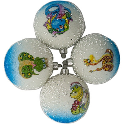 Куля новорічна d80 іній снігопад символ року, фото 1