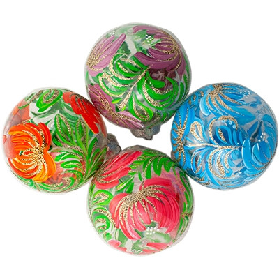 Куля новорічна пластикова d100мм прозора Петриківка мікс, фото 1