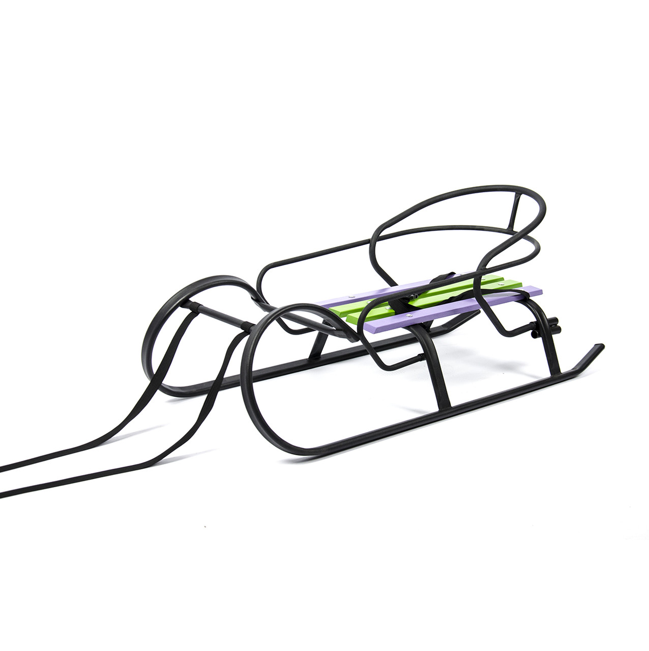 Санки "Снігір" чорна текстура + спинка + кольорова планка, фото 1