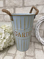 Відро декоративне з джутовими ручкками, з металу 15*25*10 см