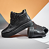 Чоловічі зимові шкіряні черевики, кросівки з натуральної шкіри чорні на хутрі для чоловіків на зиму, розмір 40 41 42 43 44 45, фото 6