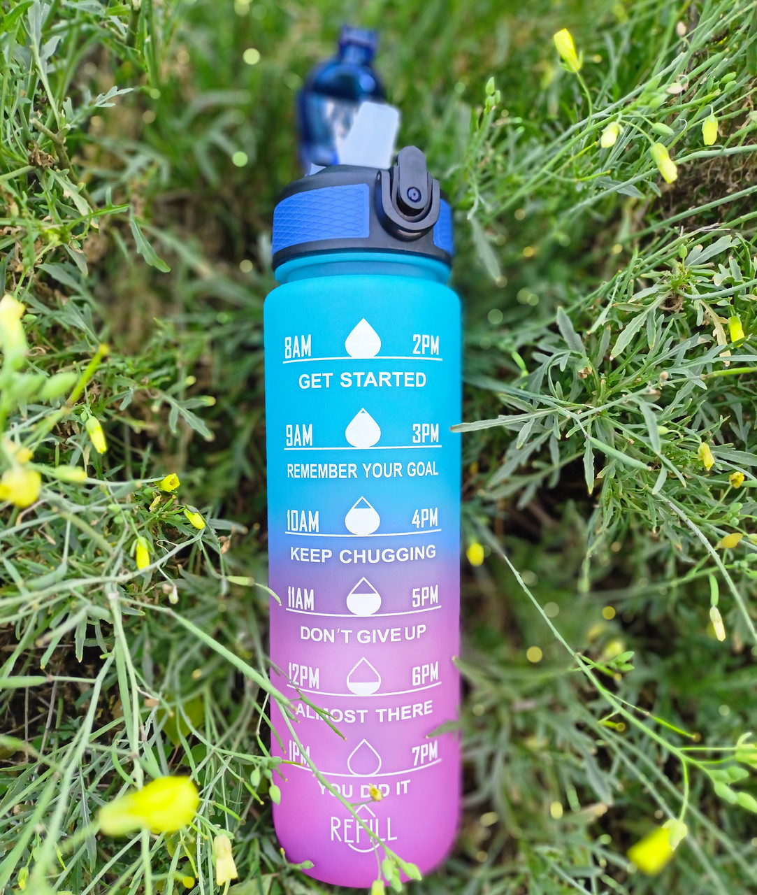 Пляшка мотиваційна для води. Спортивна багаторазова пляшка для дітей та дорослих Refill 1000 мл, фото 1