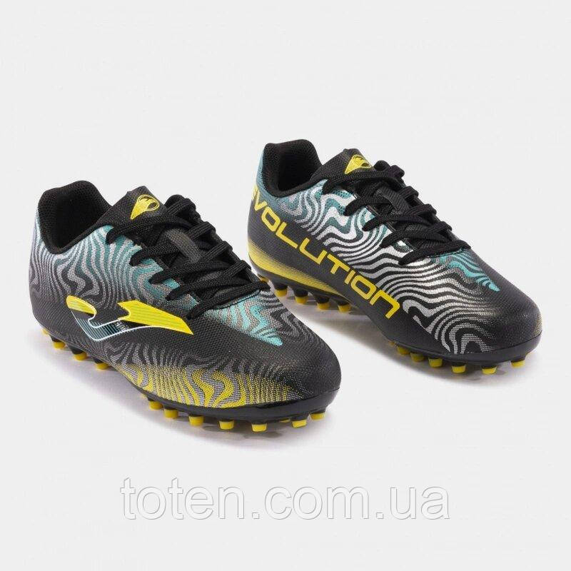 Бутси Joma EVOLUTION JR дитячий розмір 37 EVJW2401AG чорно-блакитно-жовті (Оригінал) топ, фото 1