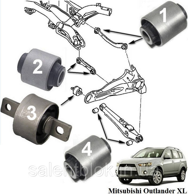 Сайлентблоки Mitsubishi Outlander OUTLANDER XL 2007-2012г. (Комплект 14 шт.)