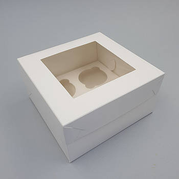 Коробка для капкейків на 4 шт з віконцем 17х17х9 см