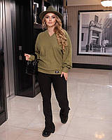 Жіноча кофта із ангори із приспущеним плечем великого розміру, фото 5