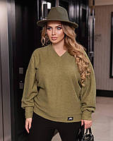 Жіноча кофта із ангори із приспущеним плечем великого розміру, фото 4