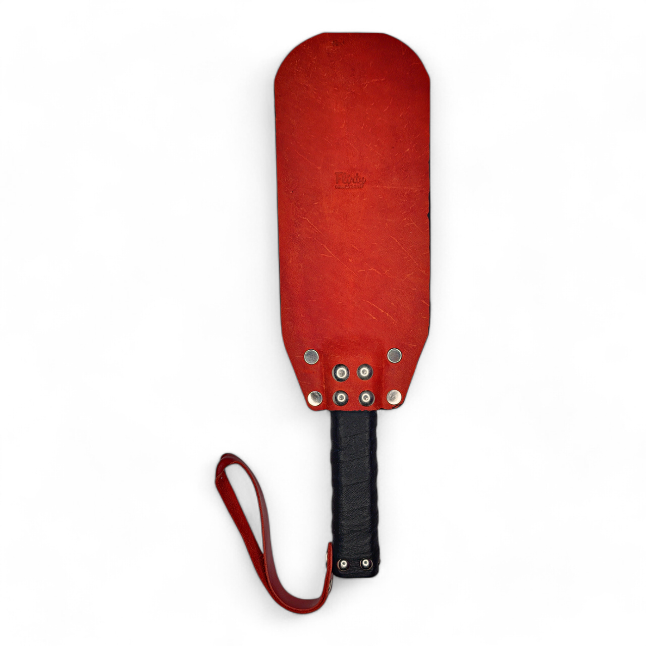 Шкіряна шльопанка з твердою ручкою та петелькою ручна робота, колір червоний, фото 1