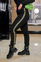 Джогери жіночі з турецького джинсу на флісі зі стрічкою (Батал), фото 2