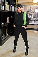 Джогери жіночі з турецького джинсу на флісі зі стрічкою (Батал), фото 4